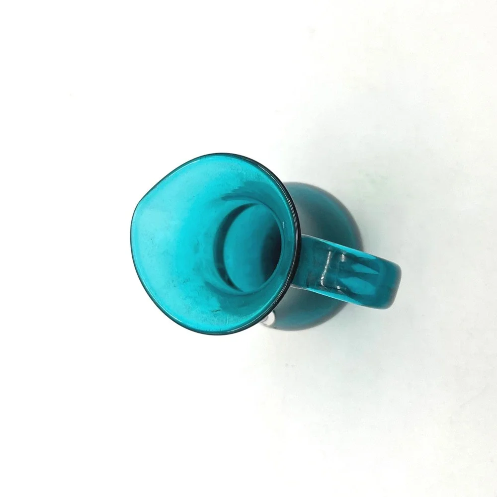 CW Williamsburg Restoration Royal‎ Leerdam Holland Teal Blue Glass Pitcher Small